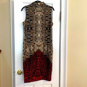 To the knee mock sleeveless dress